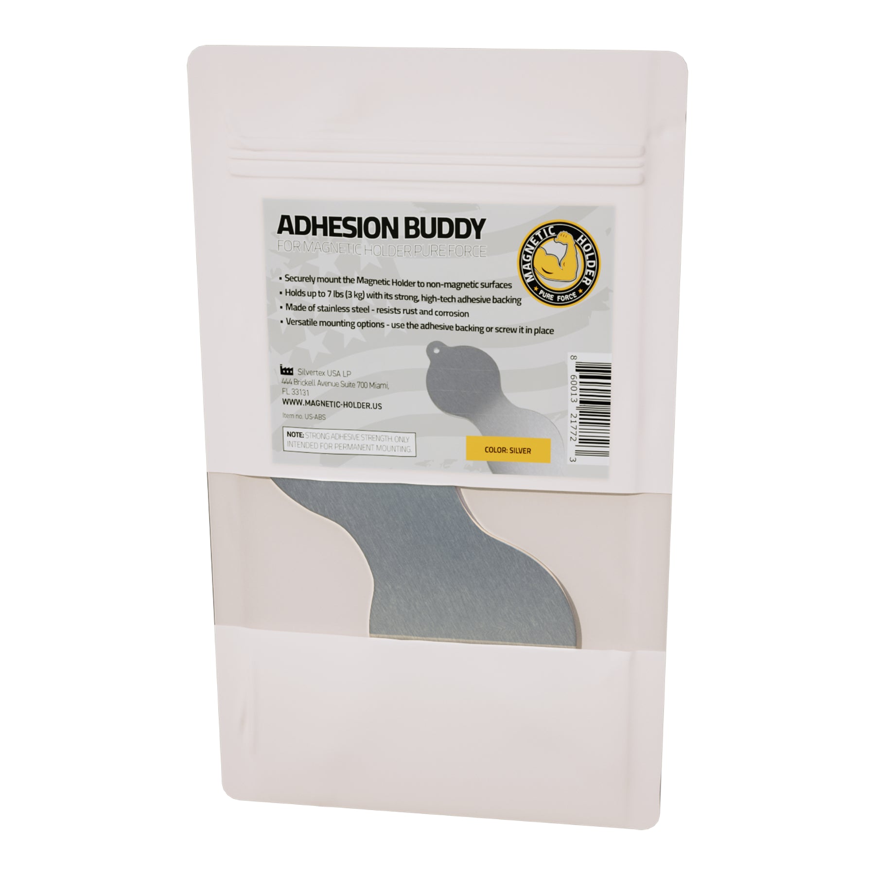 Stainless Steel Adhesion Pad for Pure Force Magnetic Holders – Universal Magnetizer in silver - Easy Installation