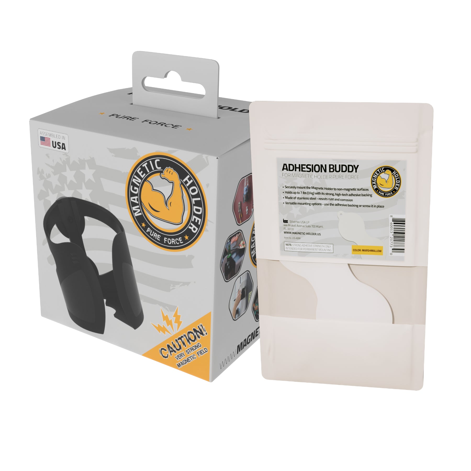 Magnetic Cup Holder - PURE FORCE + Stainless Steel Adhesion Pad in marshmallow